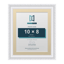 Louis Range White Picture, Photo & Poster Frame with Ivory Mount - 12x10" Frame for 10x8" Photo, White