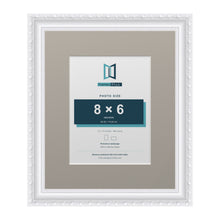Louis Range White Picture, Photo & Poster Frame with Dawn Grey Mount - 12x10" Frame for 8x6" Photo, White