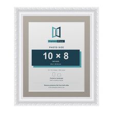 Louis Range White Picture, Photo & Poster Frame with Dawn Grey Mount - 12x10" Frame for 10x8" Photo, White