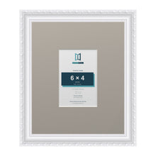 Louis Range White Picture, Photo & Poster Frame with Dawn Grey Mount - 12x10" Frame for 6x4" Photo, White