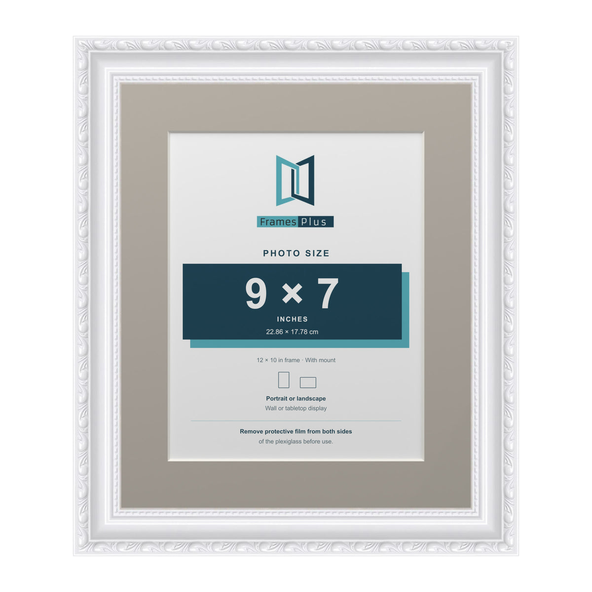 Louis Range White Picture, Photo & Poster Frame with Dawn Grey Mount - 12x10" Frame for 9x7" Photo, White