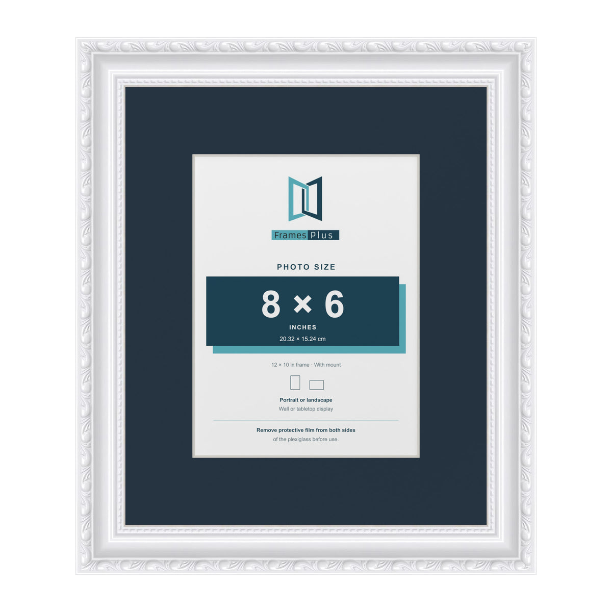 Louis Range White Picture, Photo & Poster Frame with Pacific Blue Mount - 12x10" Frame for 8x6" Photo, White
