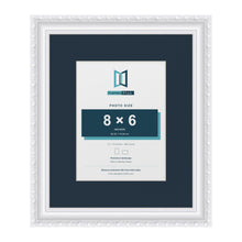Louis Range White Picture, Photo & Poster Frame with Pacific Blue Mount - 12x10" Frame for 8x6" Photo, White