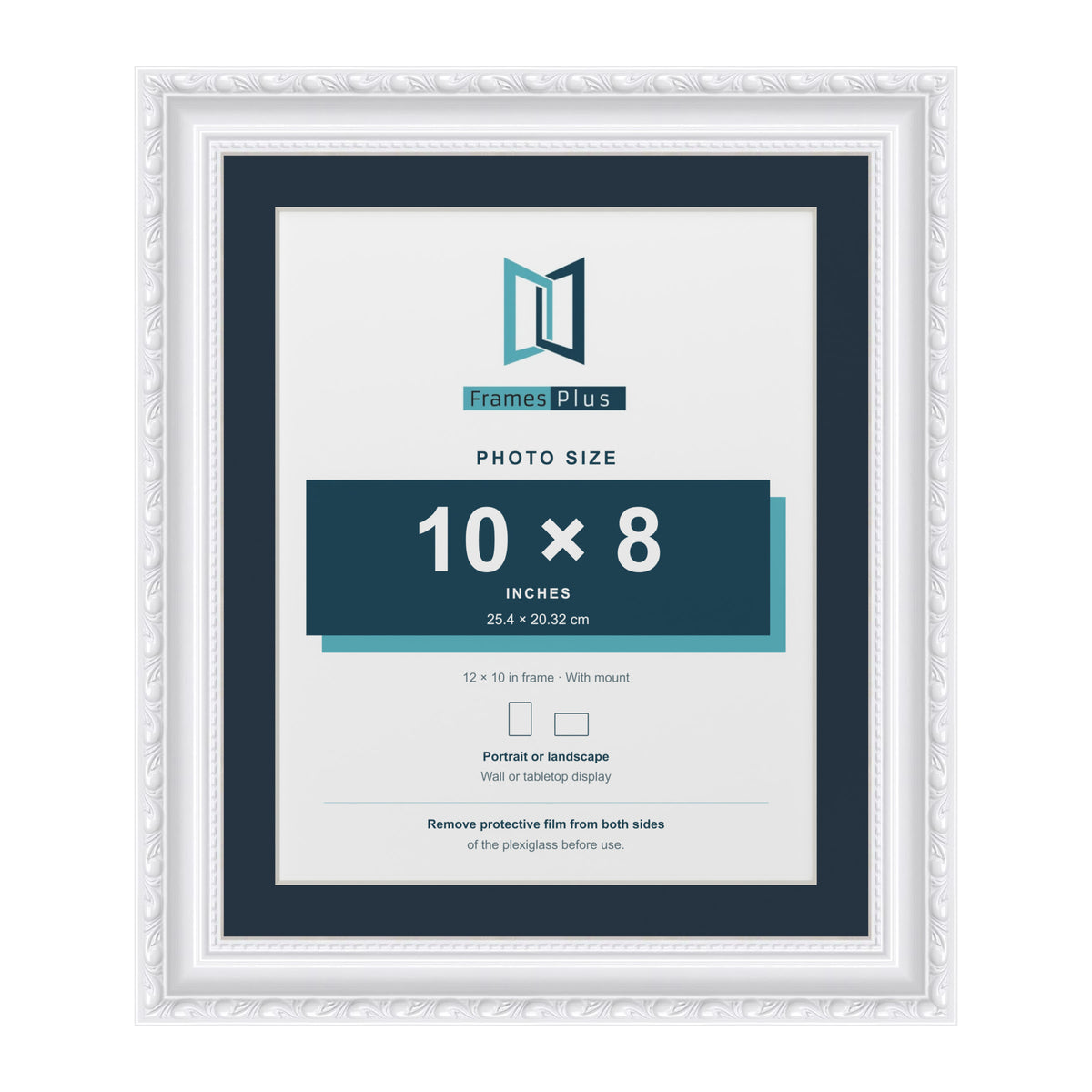 Louis Range White Picture, Photo & Poster Frame with Pacific Blue Mount - 12x10" Frame for 10x8" Photo, White