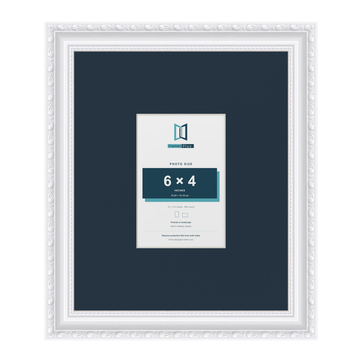 Louis Range White Picture, Photo & Poster Frame with Pacific Blue Mount - 12x10" Frame for 6x4" Photo, White