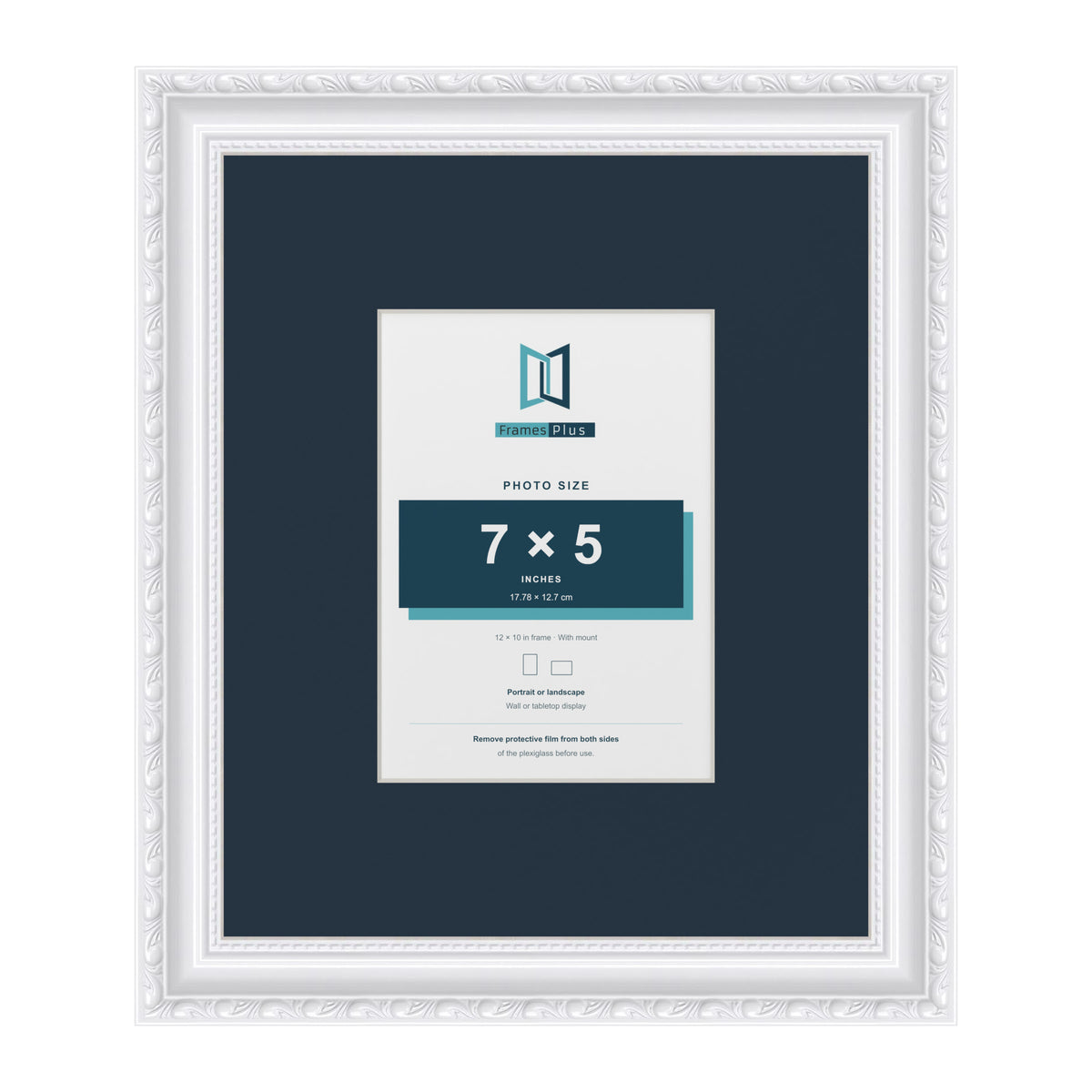Louis Range White Picture, Photo & Poster Frame with Pacific Blue Mount - 12x10" Frame for 7x5" Photo, White