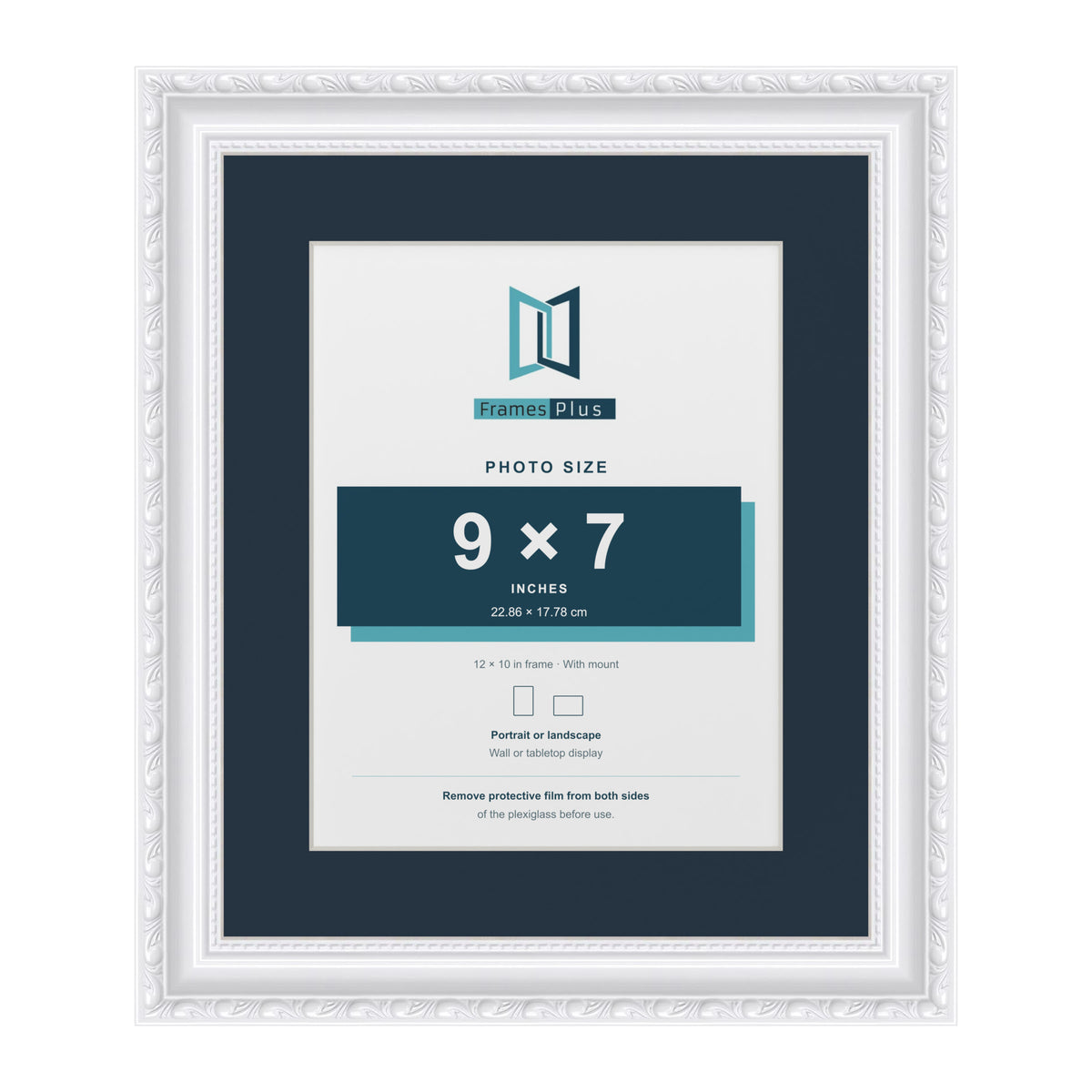 Louis Range White Picture, Photo & Poster Frame with Pacific Blue Mount - 12x10" Frame for 9x7" Photo, White