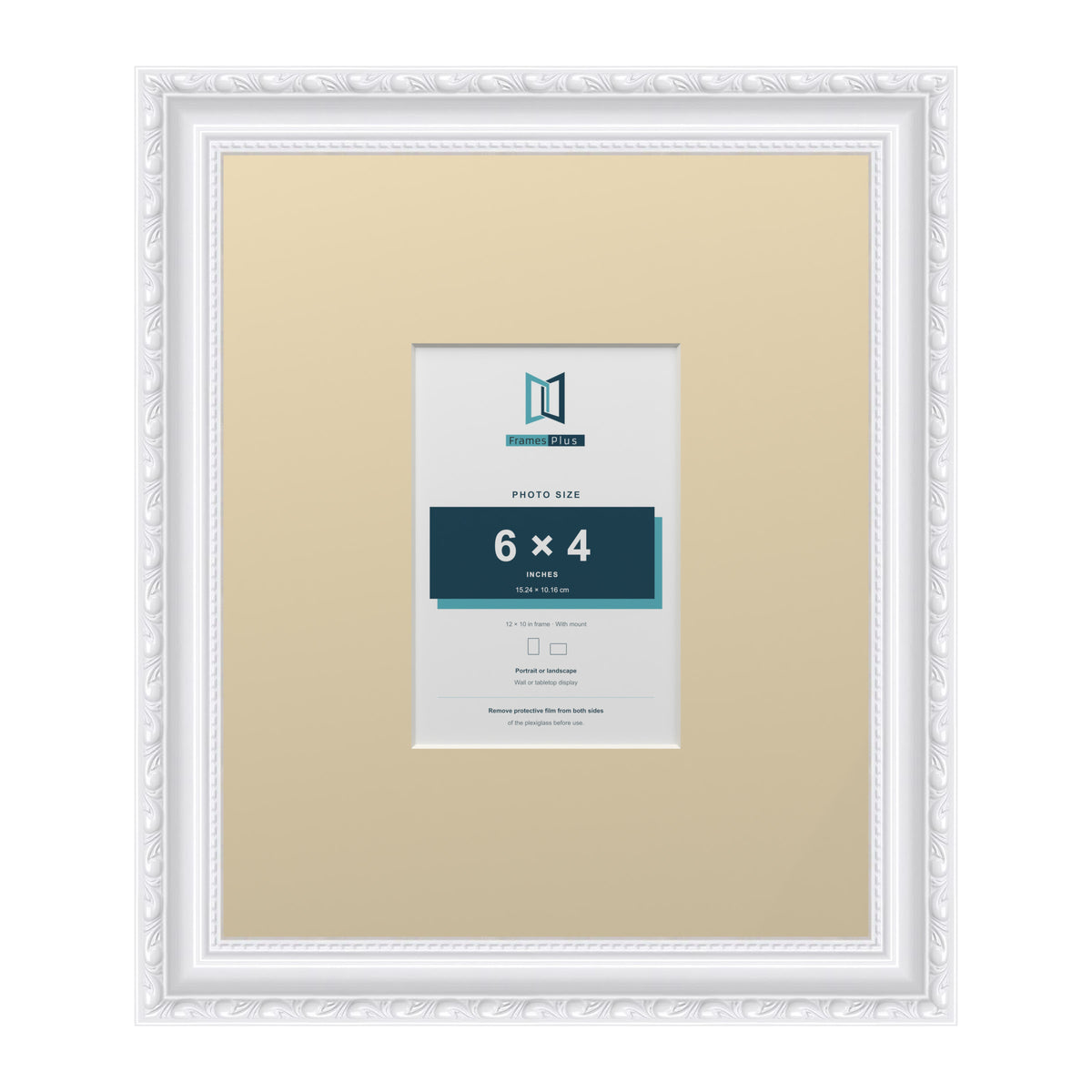 Louis Range White Picture, Photo & Poster Frame with Ivory Mount - 12x10" Frame for 6x4" Photo, White