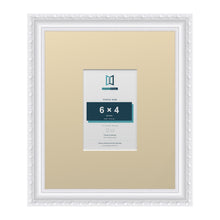 Louis Range White Picture, Photo & Poster Frame with Ivory Mount - 12x10" Frame for 6x4" Photo, White