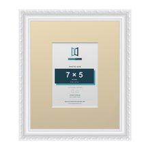 Louis Range White Picture, Photo & Poster Frame with Ivory Mount - 12x10" Frame for 7x5" Photo, White