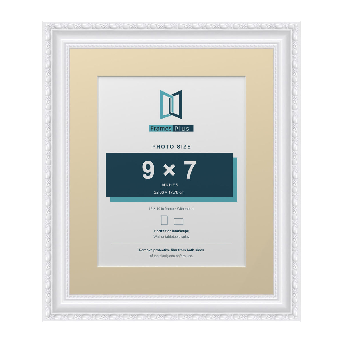 Louis Range White Picture, Photo & Poster Frame with Ivory Mount - 12x10" Frame for 9x7" Photo, White