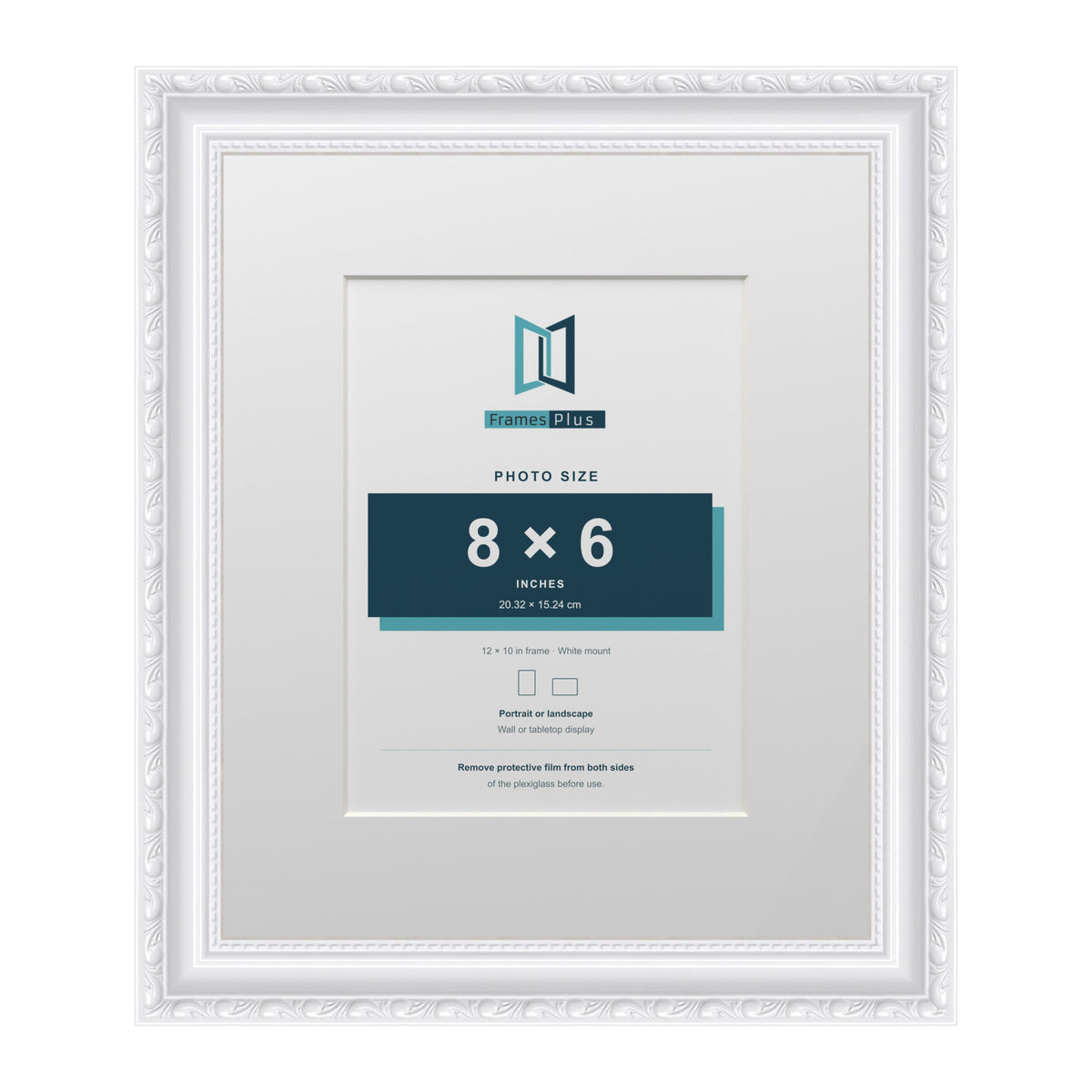 Louis Range White Picture, Photo & Poster Frame with White Mount - 12x10" Frame for 8x6" Photo, White
