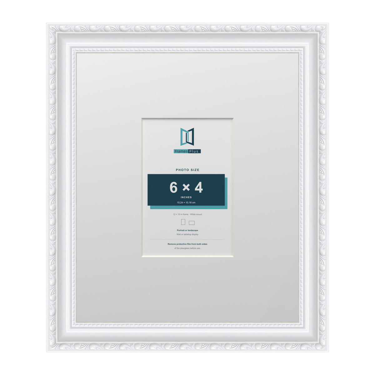 Louis Range White Picture, Photo & Poster Frame with White Mount - 12x10" Frame for 6x4" Photo, White