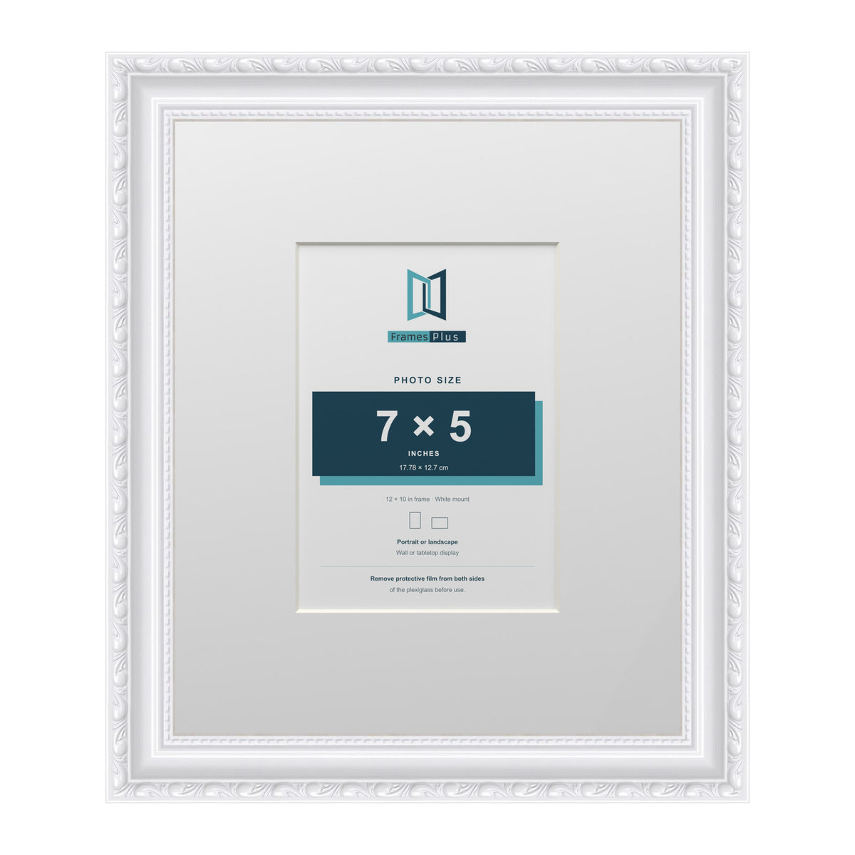 Louis Range White Picture, Photo & Poster Frame with White Mount - 12x10" Frame for 7x5" Photo, White