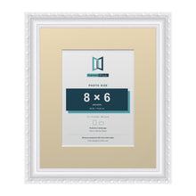 Louis Range White Picture, Photo & Poster Frame with Ivory Mount - 12x10" Frame for 8x6" Photo, White
