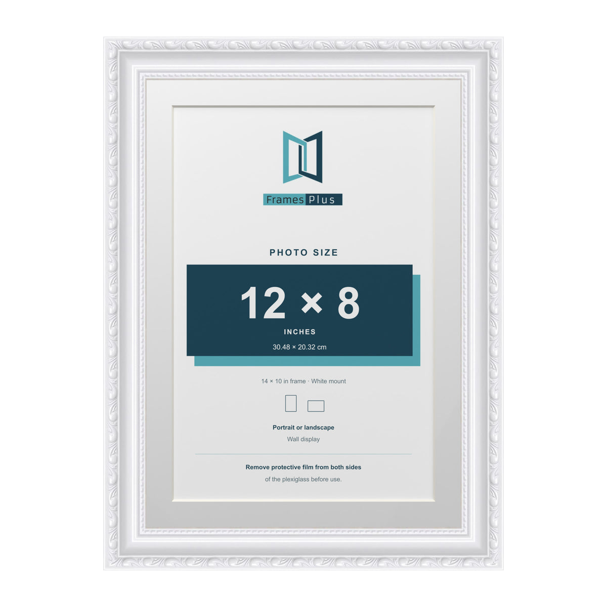 Louis Range White Picture, Photo & Poster Frame with White Mount - 14x10" Frame for 12x8" Photo, White