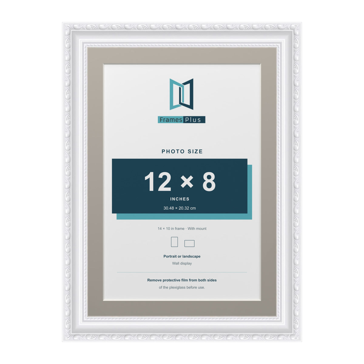 Louis Range White Picture, Photo & Poster Frame with Dawn Grey Mount - 14x10" Frame for 12x8" Photo, White