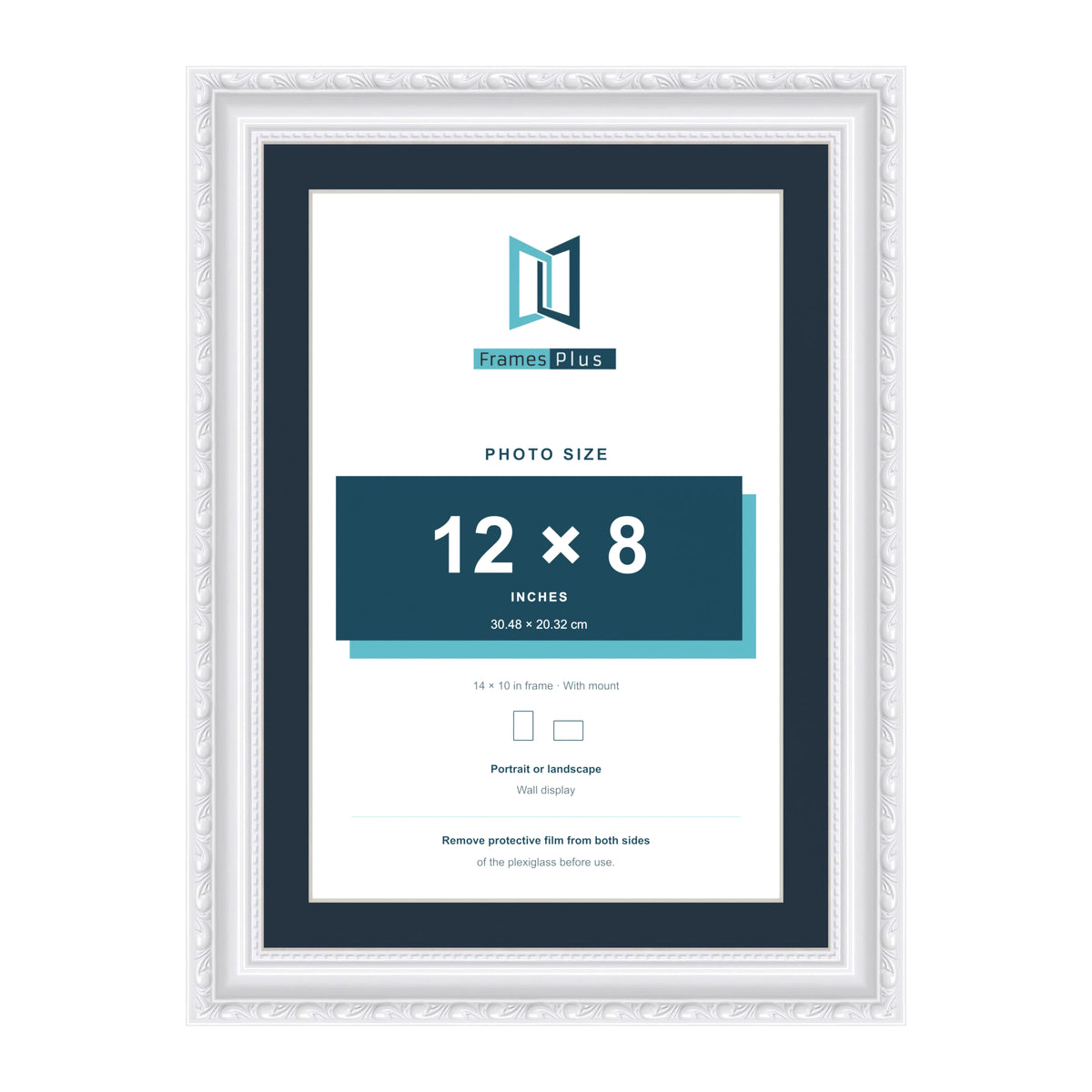 Louis Range White Picture, Photo & Poster Frame with Pacific Blue Mount - 14x10" Frame for 12x8" Photo, White