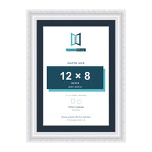Louis Range White Picture, Photo & Poster Frame with Pacific Blue Mount - 14x10" Frame for 12x8" Photo, White