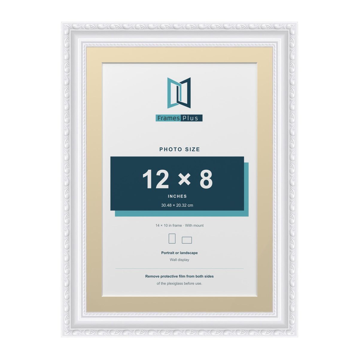 Louis Range White Picture, Photo & Poster Frame with Ivory Mount - 14x10" Frame for 12x8" Photo, White