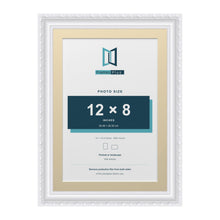 Louis Range White Picture, Photo & Poster Frame with Ivory Mount - 14x10" Frame for 12x8" Photo, White
