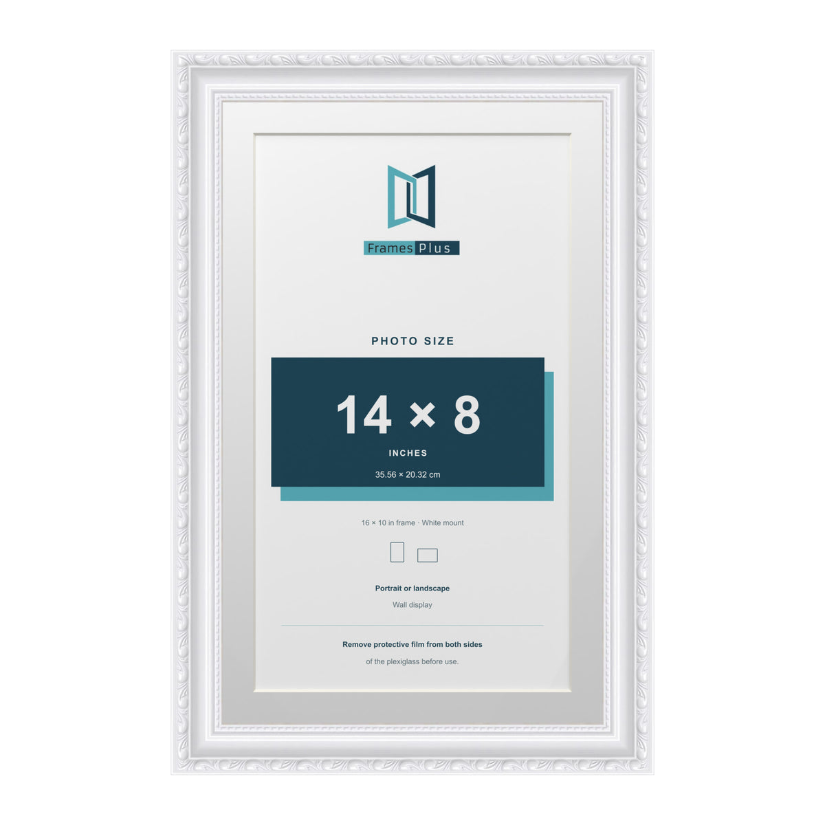Louis Range White Picture, Photo & Poster Frame with White Mount - 16x10" Frame for 14x8" Photo, White