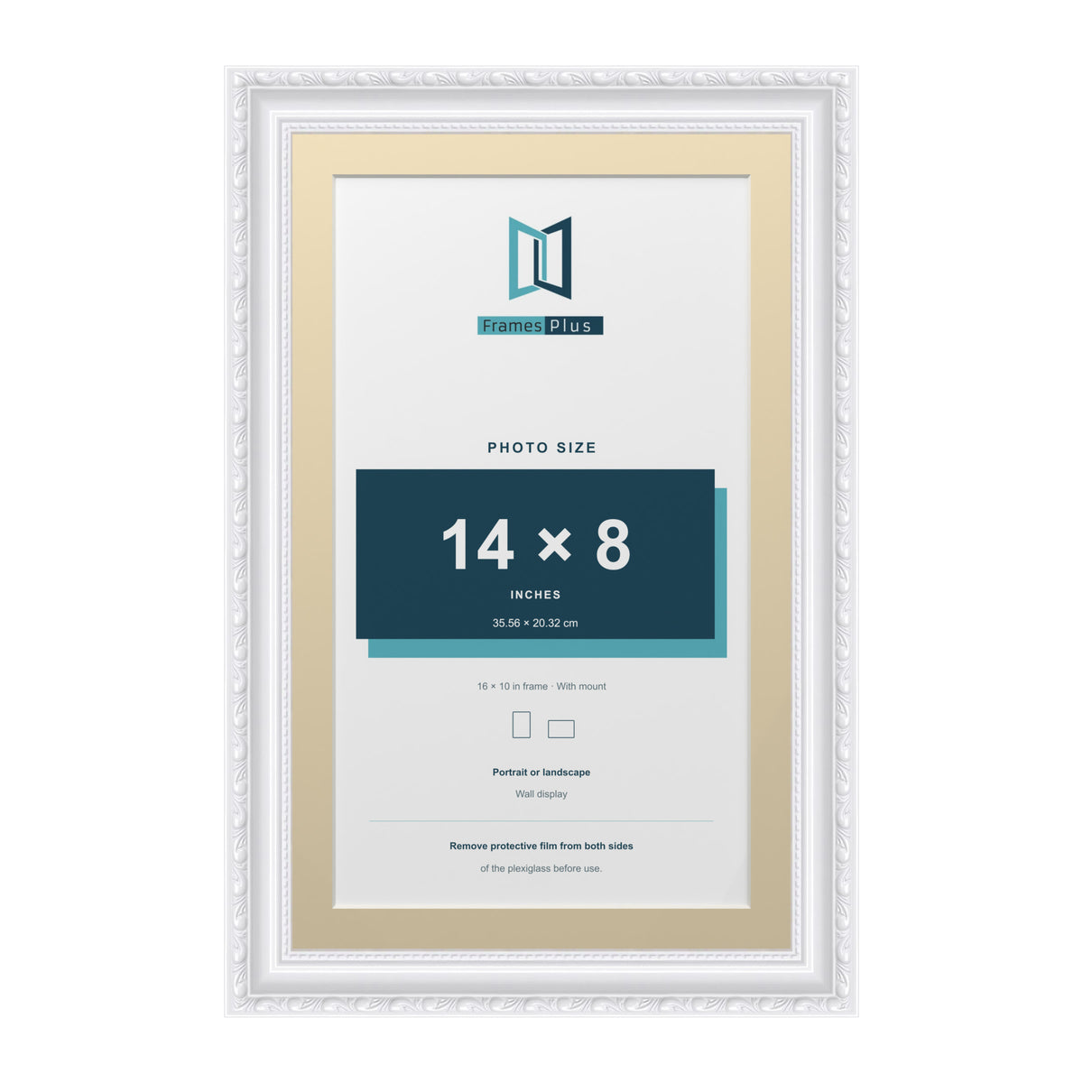 Louis Range White Picture, Photo & Poster Frame with Ivory Mount - 16x10" Frame for 14x8" Photo, White