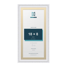 Louis Range White Picture, Photo & Poster Frame with Ivory Mount - 20x10" Frame for 18x8" Photo, White