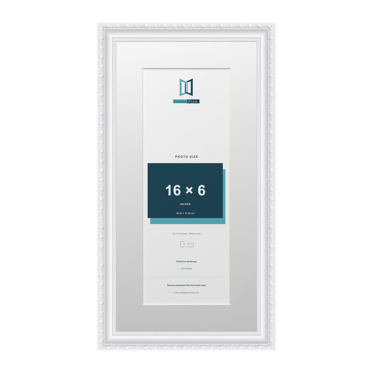 Louis Range White Picture, Photo & Poster Frame with White Mount - 20x10" Frame for 16x6" Photo, White
