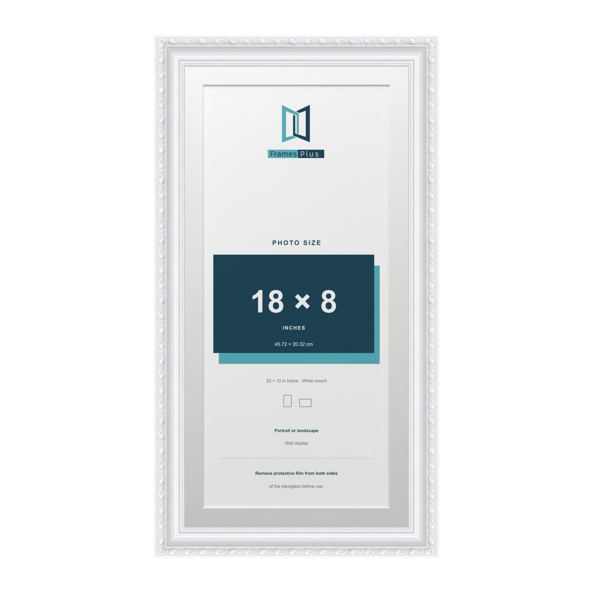 Louis Range White Picture, Photo & Poster Frame with White Mount - 20x10" Frame for 18x8" Photo, White