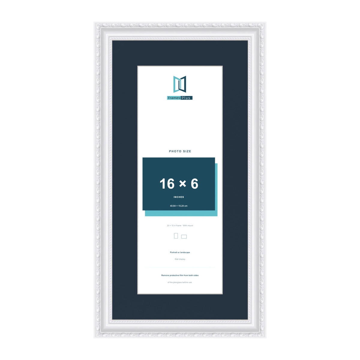 Louis Range White Picture, Photo & Poster Frame with Pacific Blue Mount - 20x10" Frame for 16x6" Photo, White