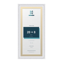 Louis Range White Picture, Photo & Poster Frame with Ivory Mount - 22x10" Frame for 20x8" Photo, White