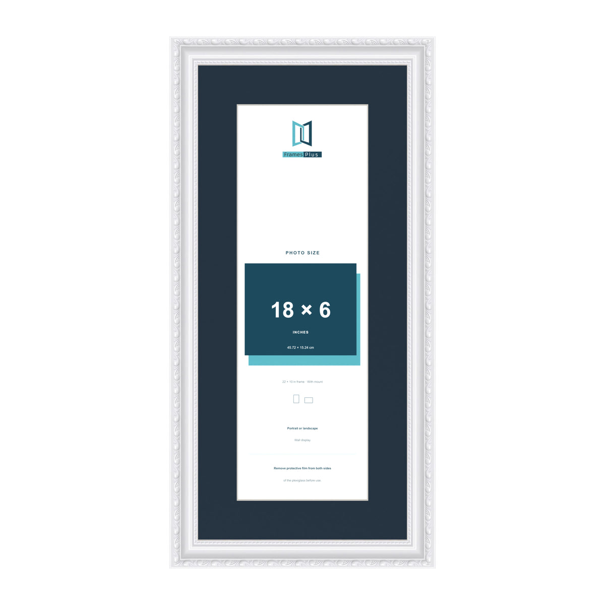 Louis Range White Picture, Photo & Poster Frame with Pacific Blue Mount - 22x10" Frame for 18x6" Photo, White