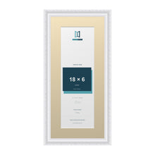 Louis Range White Picture, Photo & Poster Frame with Ivory Mount - 22x10" Frame for 18x6" Photo, White