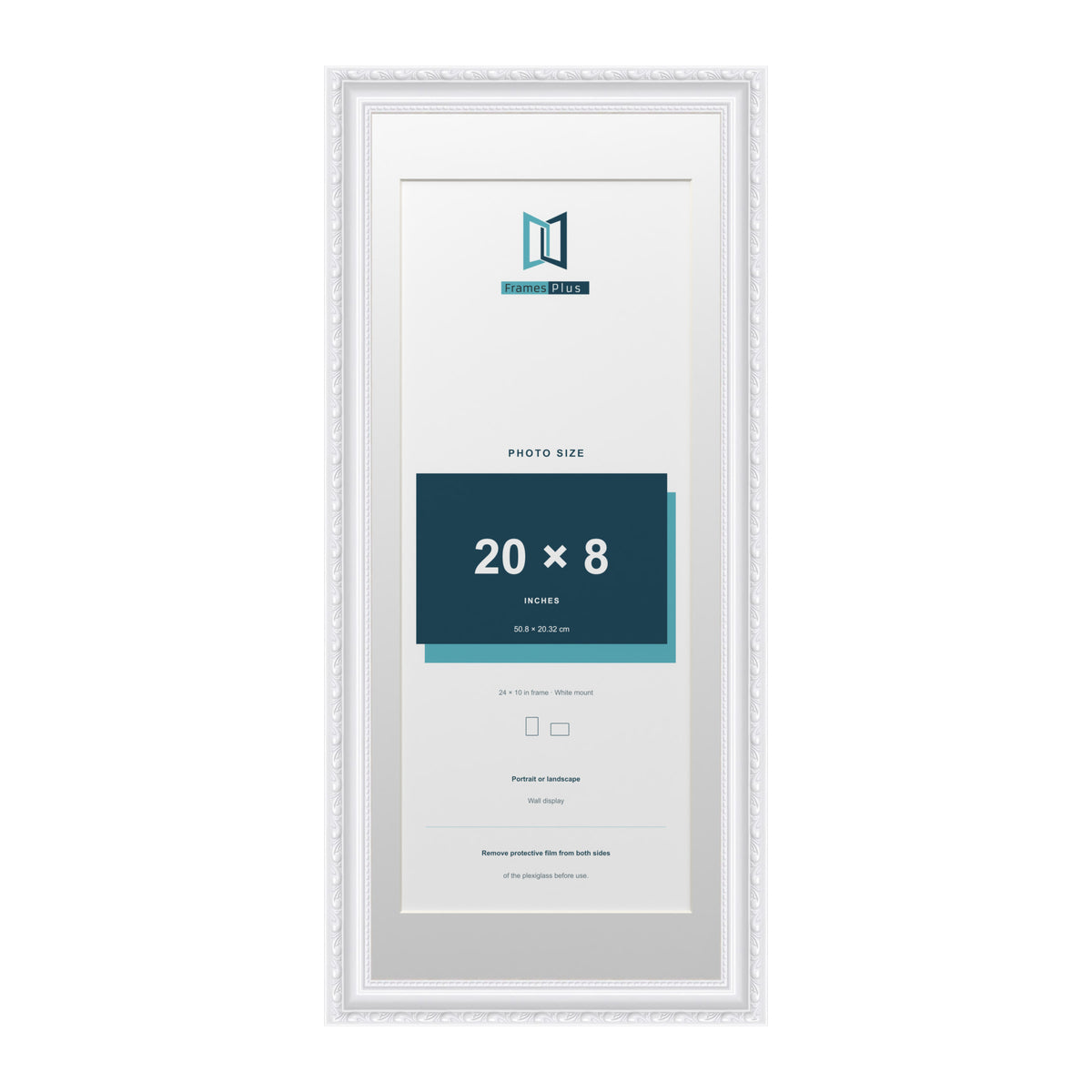 Louis Range White Picture, Photo & Poster Frame with White Mount - 24x10" Frame for 20x8" Photo, White