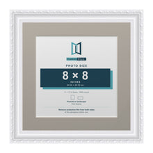 Louis Range White Picture, Photo & Poster Frame with Dawn Grey Mount - 11x11" Frame for 8x8" Photo, White