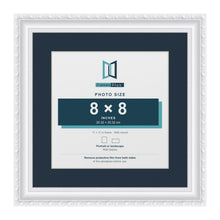 Louis Range White Picture, Photo & Poster Frame with Pacific Blue Mount - 11x11" Frame for 8x8" Photo, White