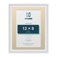 Louis Range White Picture, Photo & Poster Frame with Ivory Mount - 14x11" Frame for 12x8" Photo, White