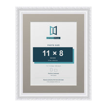 Louis Range White Picture, Photo & Poster Frame with Dawn Grey Mount - 14x11" Frame for 11x8" Photo, White