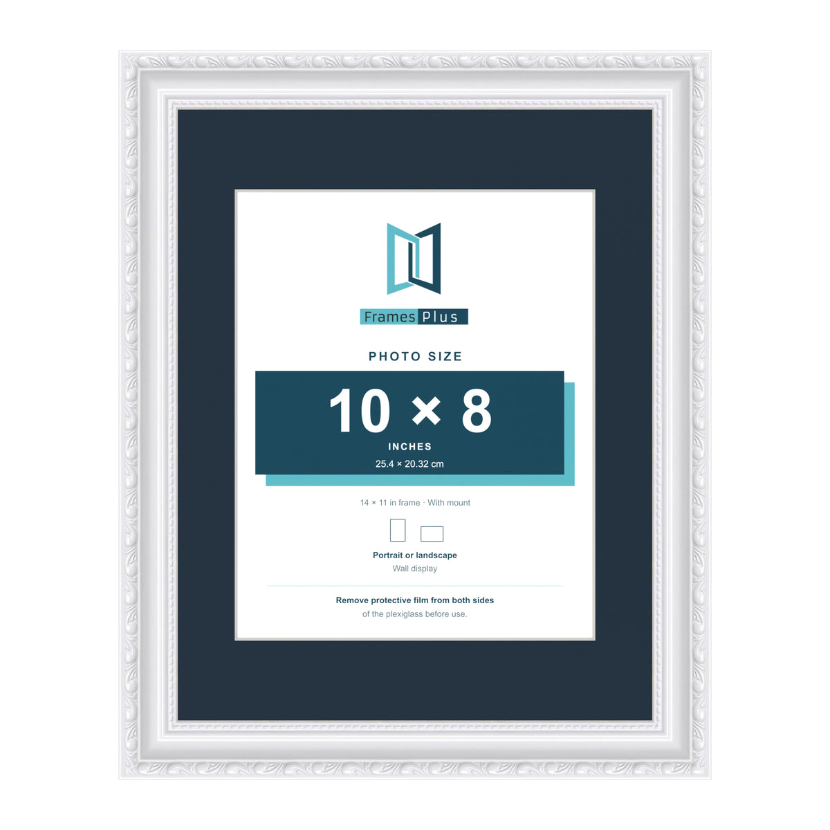 Louis Range White Picture, Photo & Poster Frame with Pacific Blue Mount - 14x11" Frame for 10x8" Photo, White