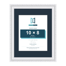 Louis Range White Picture, Photo & Poster Frame with Pacific Blue Mount - 14x11" Frame for 10x8" Photo, White