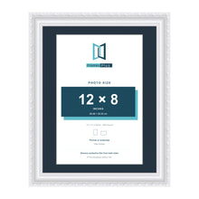 Louis Range White Picture, Photo & Poster Frame with Pacific Blue Mount - 14x11" Frame for 12x8" Photo, White