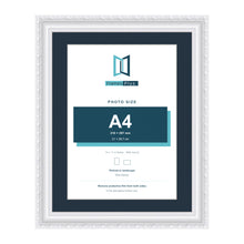 Louis Range White Picture, Photo & Poster Frame with Pacific Blue Mount - 14x11" Frame for A4 Photo, White