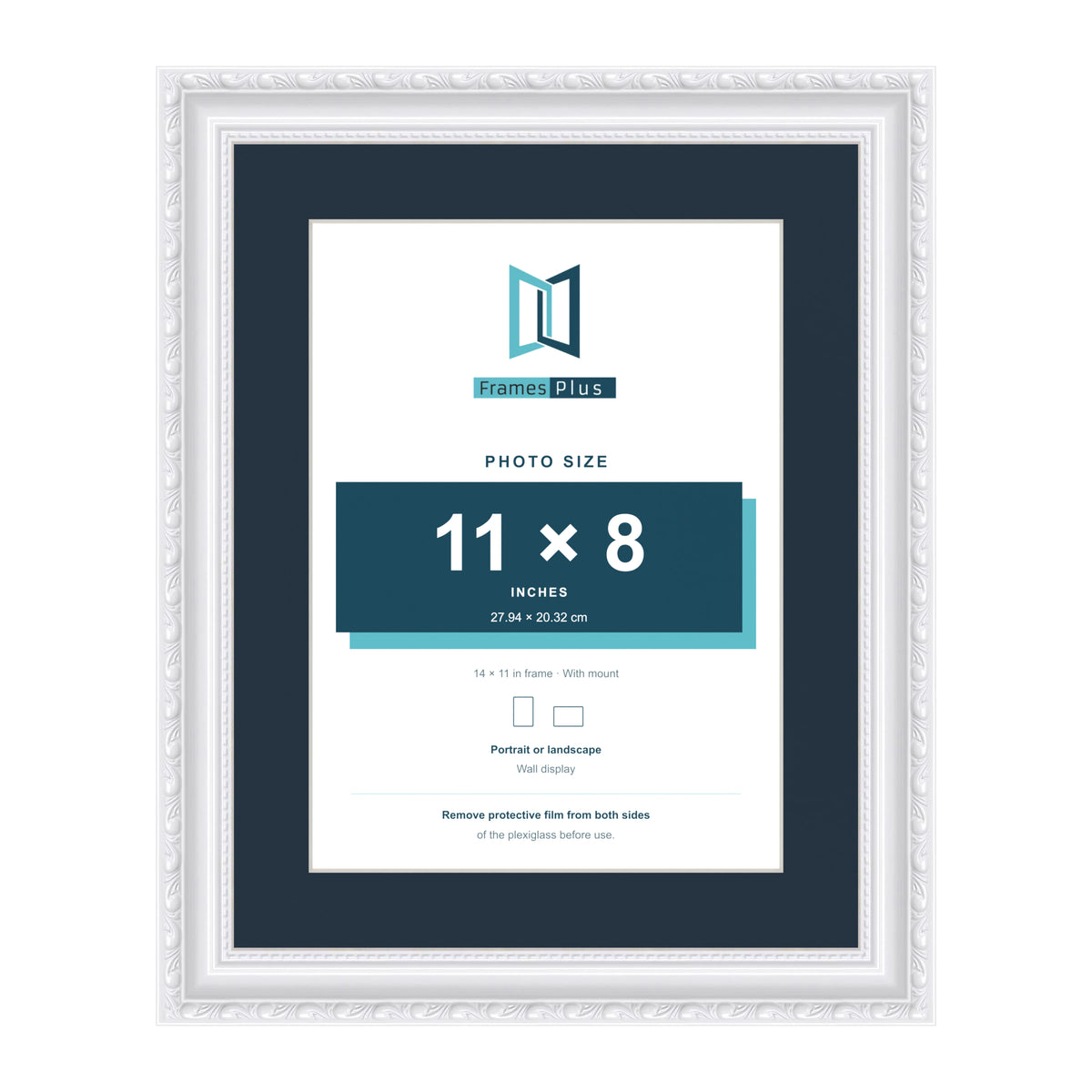 Louis Range White Picture, Photo & Poster Frame with Pacific Blue Mount - 14x11" Frame for 11x8" Photo, White
