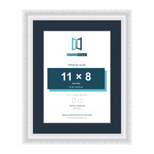 Louis Range White Picture, Photo & Poster Frame with Pacific Blue Mount - 14x11" Frame for 11x8" Photo, White