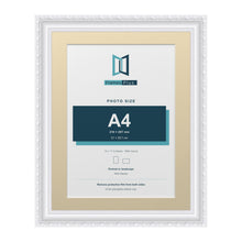 Louis Range White Picture, Photo & Poster Frame with Ivory Mount - 14x11" Frame for A4 Photo, White