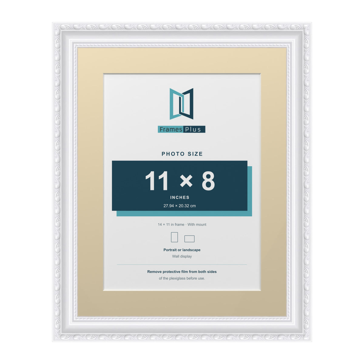 Louis Range White Picture, Photo & Poster Frame with Ivory Mount - 14x11" Frame for 11x8" Photo, White
