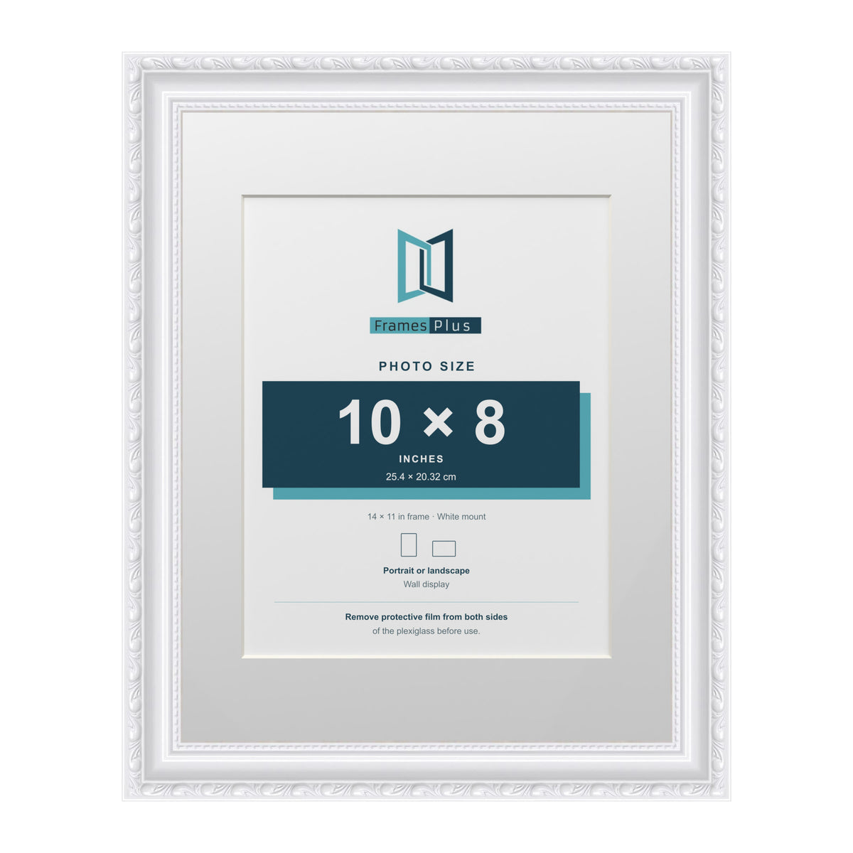 Louis Range White Picture, Photo & Poster Frame with White Mount - 14x11" Frame for 10x8" Photo, White