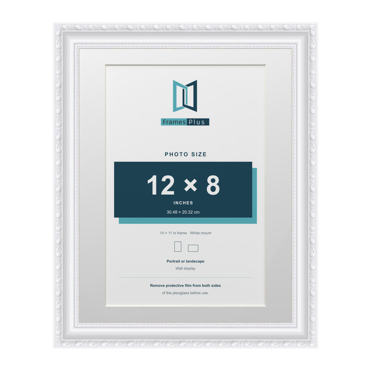 Louis Range White Picture, Photo & Poster Frame with White Mount - 14x11" Frame for 12x8" Photo, White
