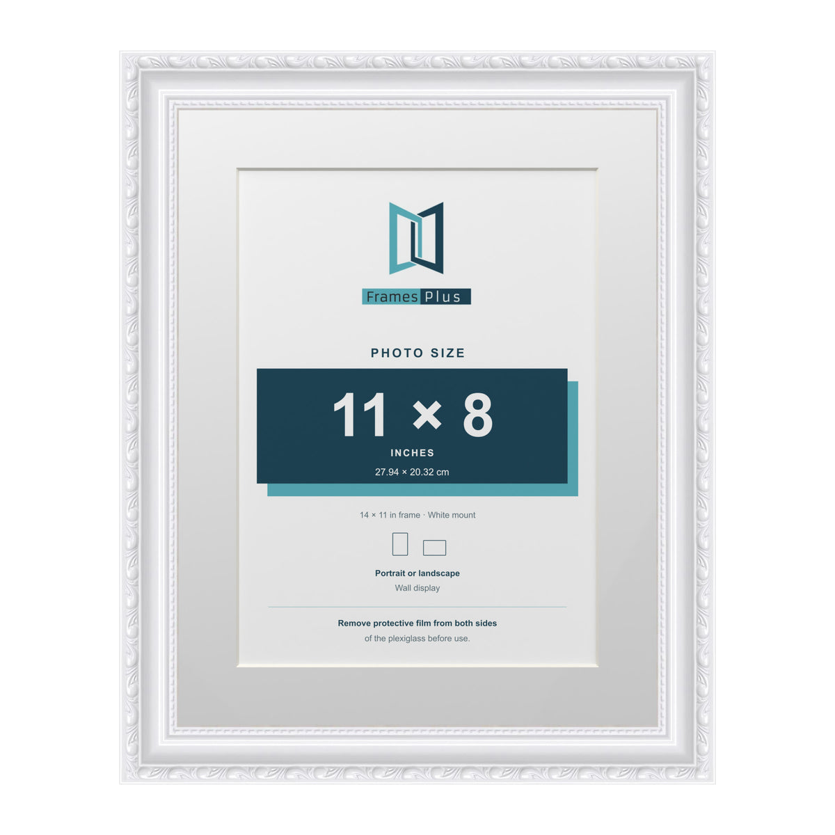 Louis Range White Picture, Photo & Poster Frame with White Mount - 14x11" Frame for 11x8" Photo, White